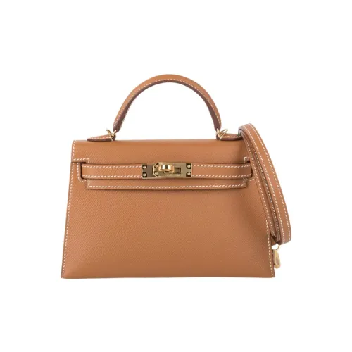 HERMES Mini Kelly 2nd Generation Эпсомская кожа Сумка Kelly Сумка через плечо Мини Женский 37 Золото
