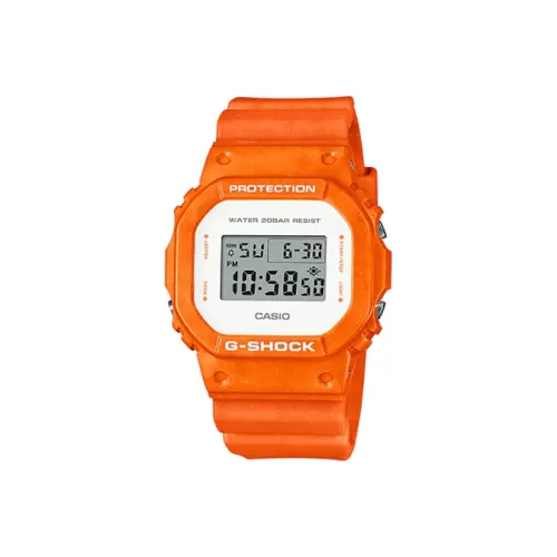 CASIO Кварцевый механизм Смольный ремешок Часы унисекс Апельсиновый циферблат