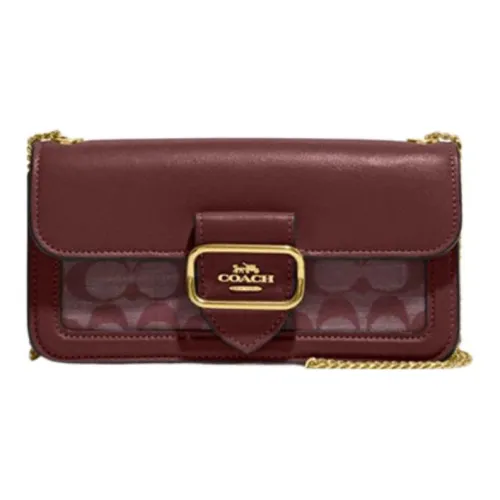 COACH Morgan Ткань с коровьей кожей Сумка через плечо Маленькая Женская Бургунди