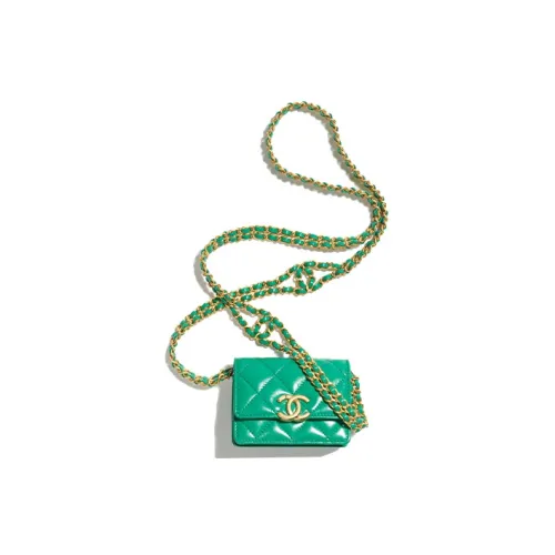 CHANEL Полированная овечья кожа клатч через плечо женский зеленый