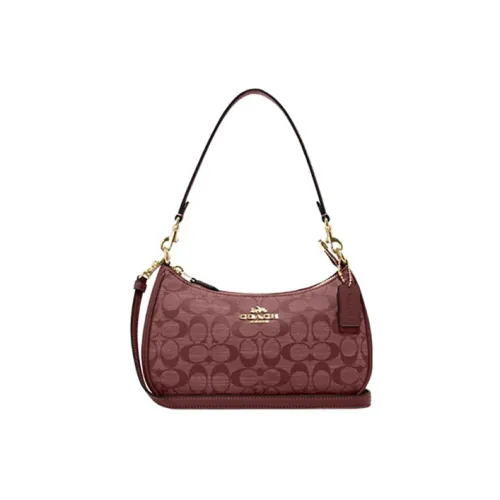 COACH Teri Ткань с коровьей кожей Сумка на плечо Сумка Сумка через плечо Женская Бургунди