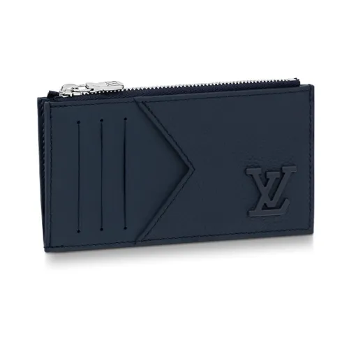 LOUIS VUITTON Кожа Держатель для карт Мужской Темно-синий