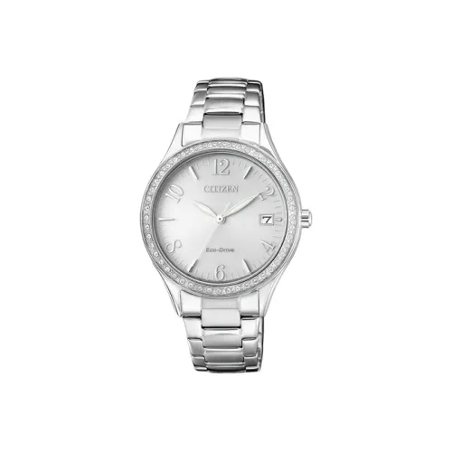 CITIZEN Светильник Кварцевый механизм Нержавеющая сталь Ремешок Часы Женские Серебристый циферблат EO1180 82A