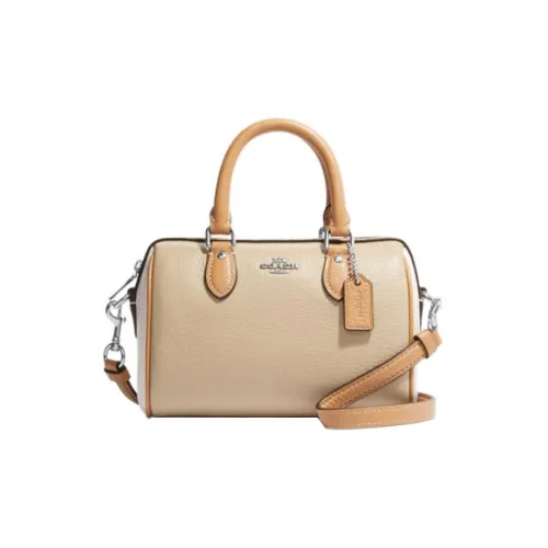 COACH Rowan Коровья кожа Сумка Маленькая Женская Бежевая Желтая