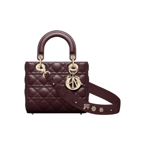 DIOR LADY DiorMy ABCDior Лоскутное шитье Овчина Сумка Lady Dior Сумка через плечо Сумка Маленькая Женская Фуксия