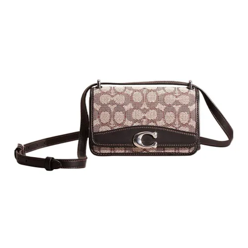 COACH Bandit Жаккардовая ткань с дубленой кожей Перчатка Сумка через плечо Маленькая Женская Серый и Черный