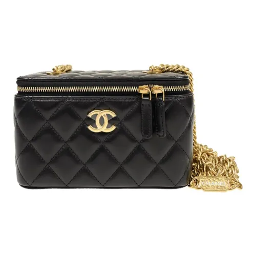 CHANEL Lambskin Косметичка Коробка Сумка Сумка через плечо Маленькая Женская Черная
