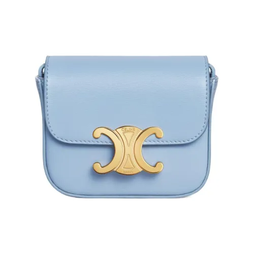 CELINE Triomphe Яркий Телячья кожа Сумка через плечо Мини Женская Небесно-голубая
