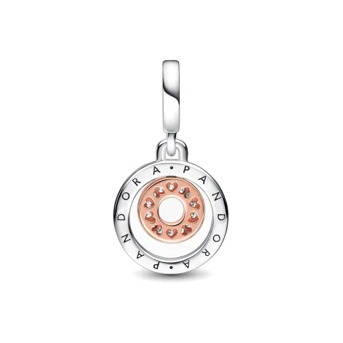 Pandora Signature Collection, стерлинговое серебро 925 пробы, медный серебряный сплав, синтетический кубический цирконий, ювелирные аксессуары, апельсиновый цвет, женские
