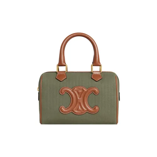 CELINE Triomphe Телячья кожа Бостон Сумка через плечо Сумка Маленькая Женская Хаки Коричневый