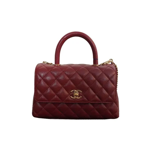 CHANEL Coco Handle Коровья кожа крупнозернистая Сумка через плечо Сумка маленькая Женская Красная