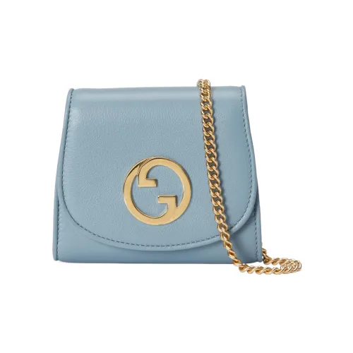 GUCCI Blondie Кожа Сумка через плечо Кошелек Средний Женский Светло-Синий