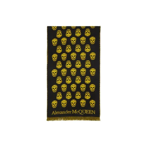 Alexander McQueen Шерсть Вязаные Шарфы Черный/Желтый Унисекс