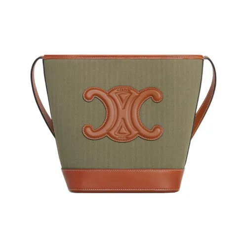 CELINE Cuir Triomphe Телячья кожа Ведрообразная сумка Сумка через плечо Сумка на плечо Женская