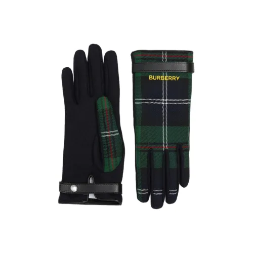 Burberry Шерсть, Кашемир Перчатки Черный/Зеленый Женские