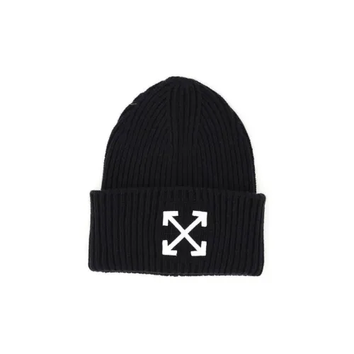 Off Белый Шерстяные Шапки Женские Черные
