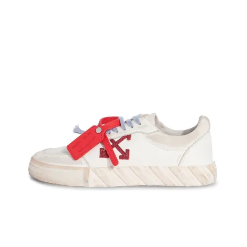 Off Белый Низкий Топ Стильный Скейтбординг Мужской Белый Красный Потертый