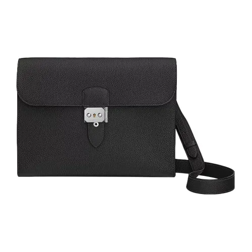 HERMES Sac A Depeches Сумка из коровьей кожи Togo Сумка через плечо Мужская Черная