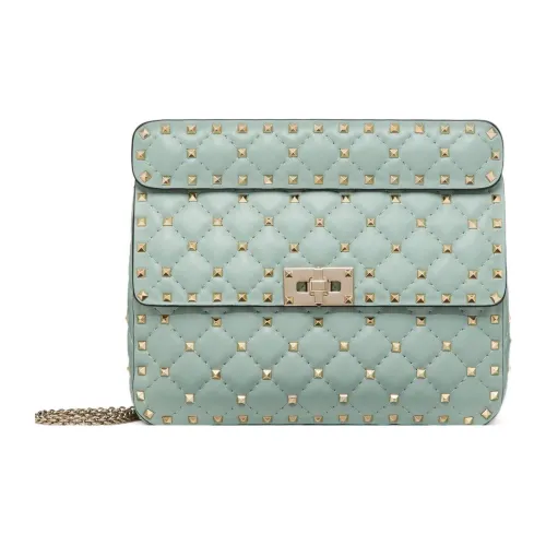 Valentino Rockstud Сшитый Nappa Lambskin Stud Сумка Портативная Сумка через плечо Сумка на плечо Женская Светло-синяя