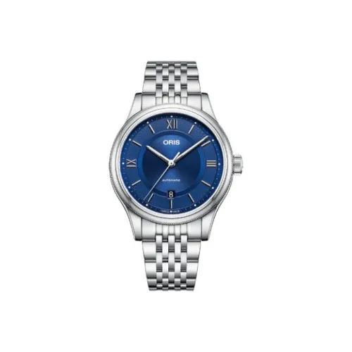 Oris Механический механизм Мужские часы Часы 43 мм Синий циферблат Корпус из нержавеющей стали Ремешок из нержавеющей стали