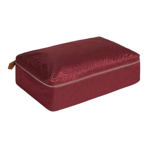 HERMES Travelsilk Шелк с BARENIA Телячья кожа Путешествие Мешок для хранения Мужской HERMES Красный Светлый Рыжевато-коричневый