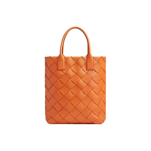 Bottega Veneta Cabat Овечья кожа Тоут Сумка Сумка для покупок Сумка через плечо Сумка среднего размера Женская Жжено-оранжевая