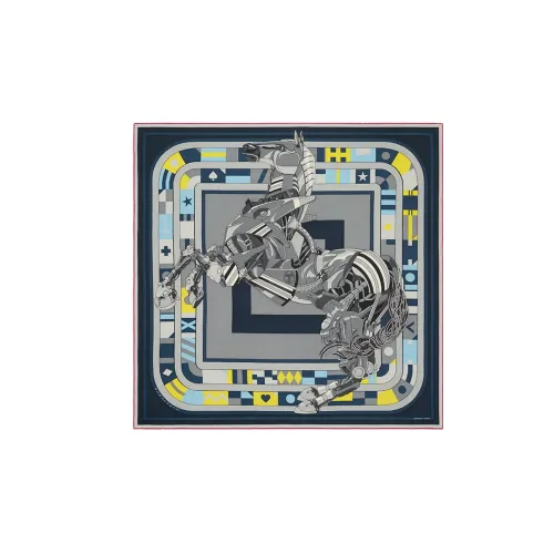 HERMES Кашемир Шелковые Шарфы Синий Мужской