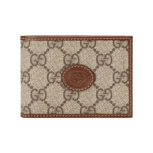 GUCCI Canvas с кожаными вставками цветовая схема кошелек мини мужской цвет эбеновое дерево коричневый