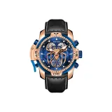 RT3532S-Розовый корпус Синий циферблат Черный кожаный ремешок