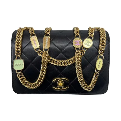 CHANEL Lambskin Flap Bag Crossbody Bag Shoulder Bag Mini Women's Black