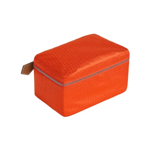 HERMES Travelsilk Шелк с BARENIA Телячья кожа Мешок для хранения Мужской POPPY Апельсин