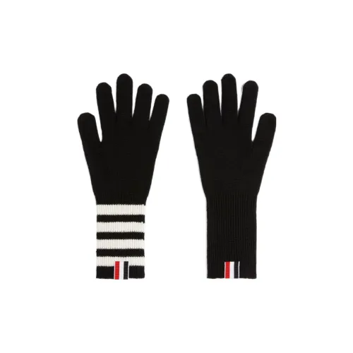THOM BROWNE Вязаные перчатки из шерсти/кашемира, черные, мужские
