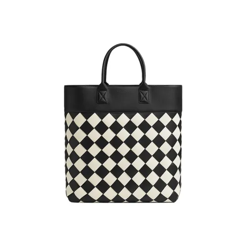 Bottega Veneta Cabat Lambskin Tote Bag Shopping Bag Large Women's Black Mist White Bottega Veneta Cabat Сумка из овечьей кожи Сумка для покупок Большая Женская Черная Туманно-белая