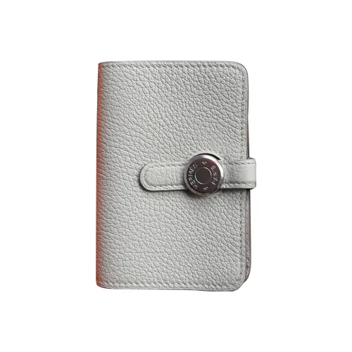 HERMES Коровья кожа Togo Держатель для карт кошелек Унисекс 8L Бетон Ледниковый белый