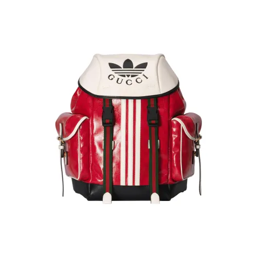 GUCCI Adidas Коллаборация Холст и Кожа Рюкзак Мужской Красный Белый