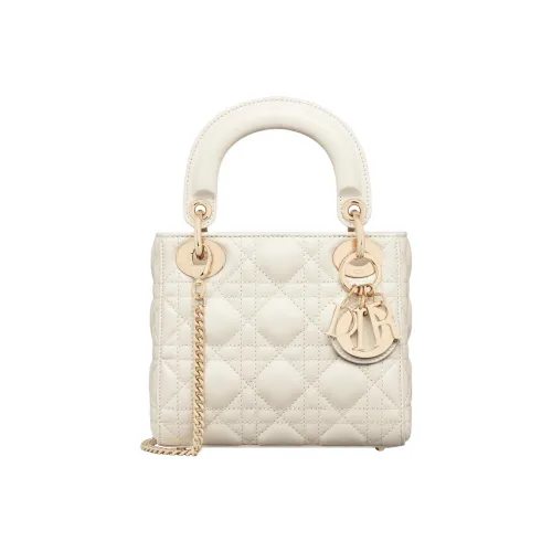 DIOR Lady Dior Sheepskin Сумка Lady Dior Сумка через плечо Сумка Мини Женская Молочно-белая