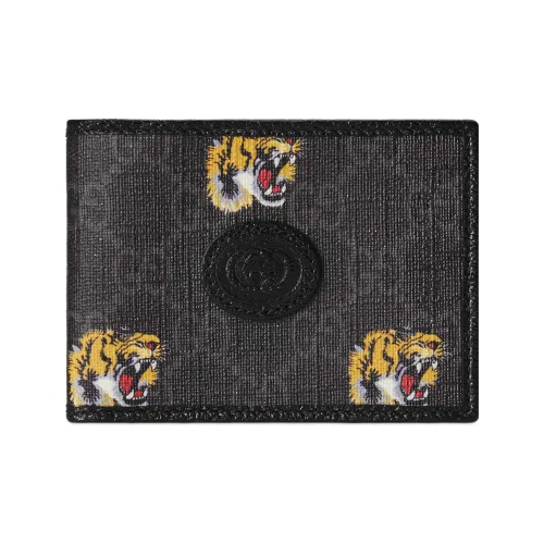 GUCCI Canvas с кожаными вставками двойной складной кошелек держатель для карт кошелек мужской черный