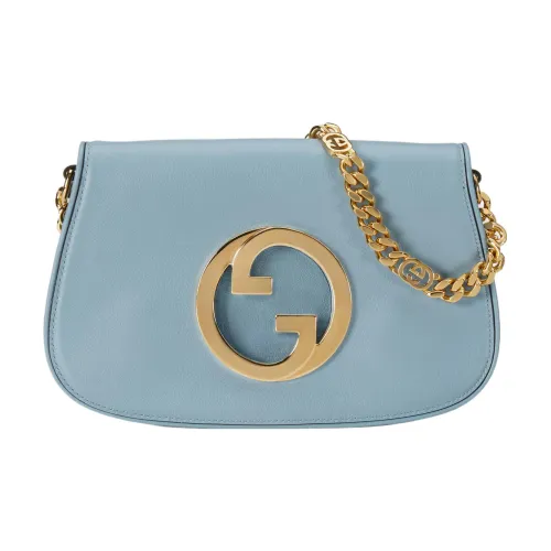 GUCCI Blondie Кожа Цепь Сумка через плечо Сумка на плечо Женская Светло-синяя