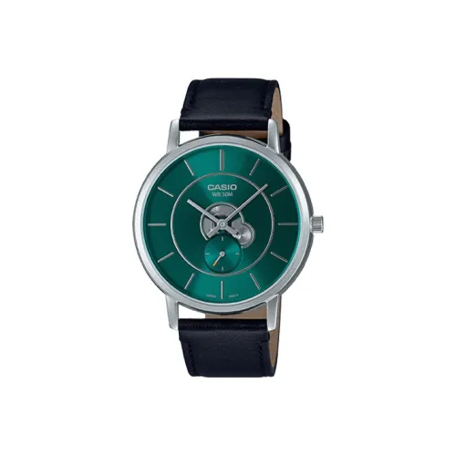CASIO Standard Series Кварцевый механизм Естественная кожа Ремешок Часы Мужские Зеленый циферблат