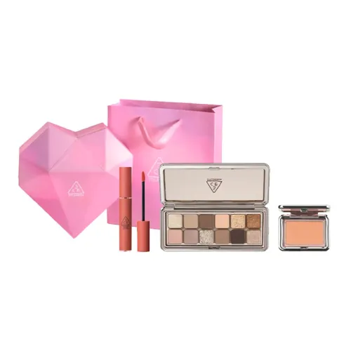 3CE Eye Shadow Blushes Жидкая помада Ромб Сердце Ограниченный выпуск Gift Boxes Легко смешивается Набор из 3 шт