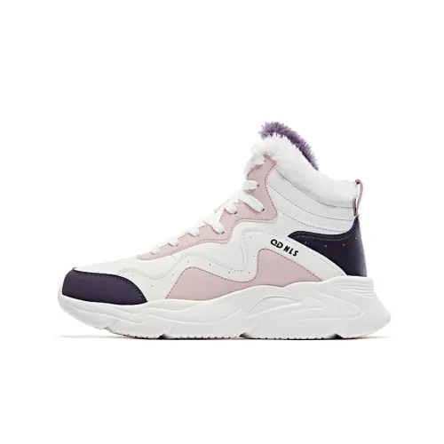 QIAODAN Высота Увеличивающая Термическая Высокая Обувь Повседневная Женская Айвори Фиолетовый