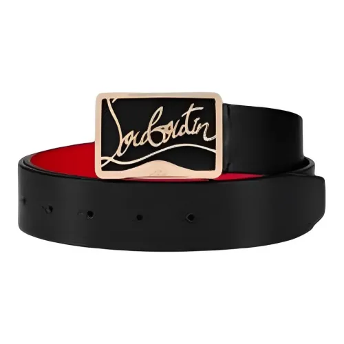 CL LUBOTING Emblem Pattern Fashion Smooth Clasp Belt Men's Black