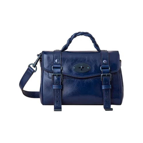 Mulberry Гладкая отделка кожа через плечо сумка мини женская синяя