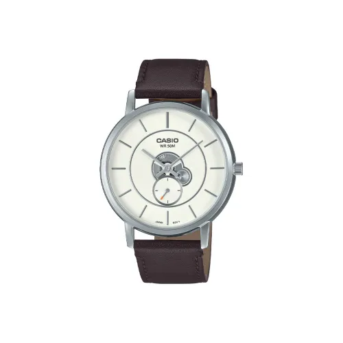 CASIO Standard Series Электронные Механические Часы из Натуральной Кожи с Ремешком Циферблат Белый Мужские Часы