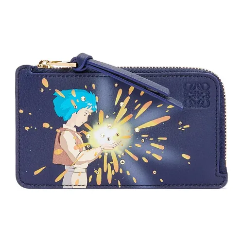 LOEWE Har'S Mobile Замок Коллаборация Коровья кожа Картхолдер Унисекс Морской синий