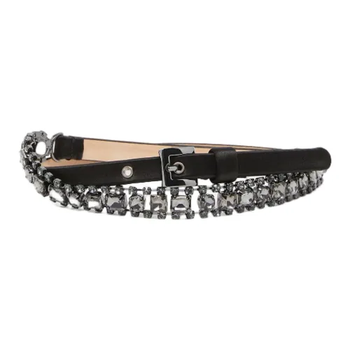 MaxMara Вискоза шелк Mulberry коровья кожа металл стекло ремень женский черный ширина 1 см