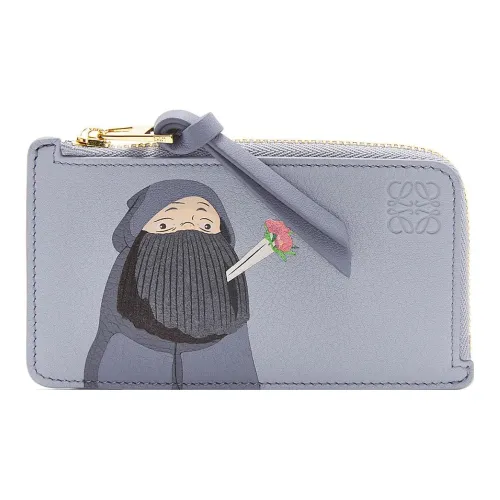 LOEWE Har'S Mobile Замок Коллаборация Коровья кожа Картхолдер Unisex Light Синий-Фиолетовый