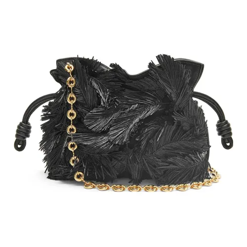 LOEWE Hallow's Mobile Замковая Замша и Рафия Одно Плечо Через Плечо Клатч Мини Унисекс Черный