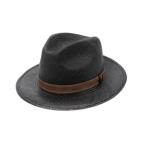 Borsalino Телячья кожа Соломенное плетение Цилиндры Мужской Черный