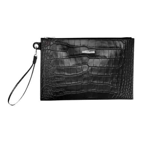 LONGCHAMP Croco Block Коровья кожа Клатч Женские Черный